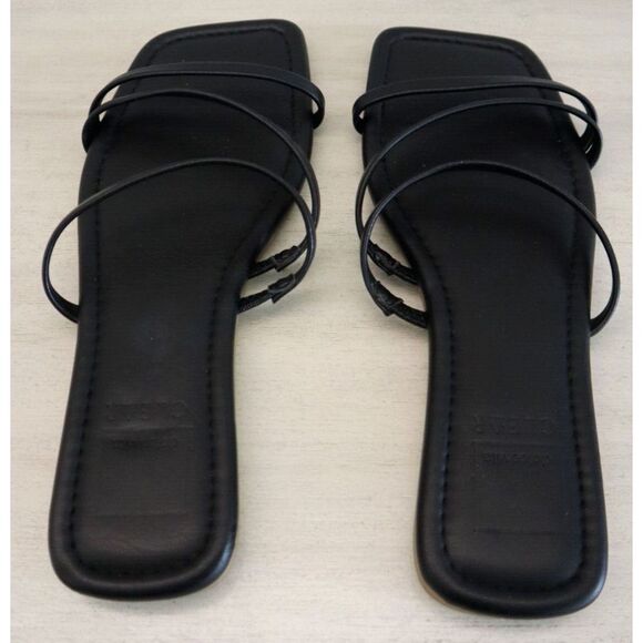 Clear x Dolce Vita Women Sz 8.5 Black Vinny Square Toe Strappy Flat Sandals - Picture 3 of 4